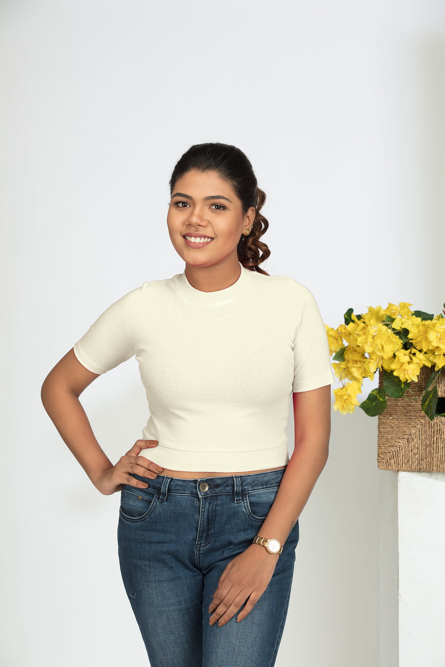Crop Tops in Closed neck & Short sleeves