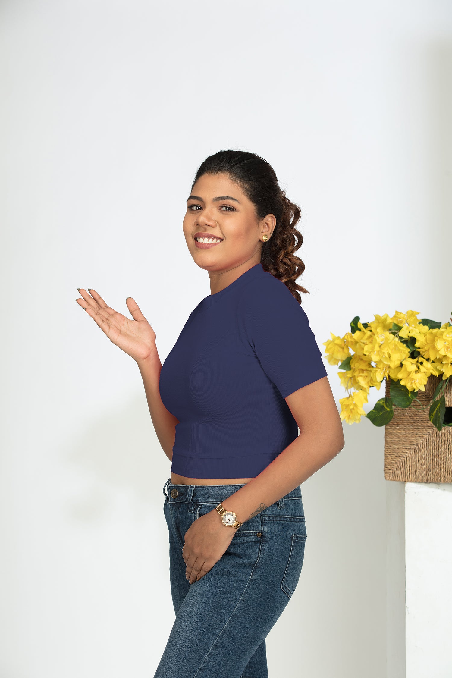 Crop Tops in Closed neck & Short sleeves