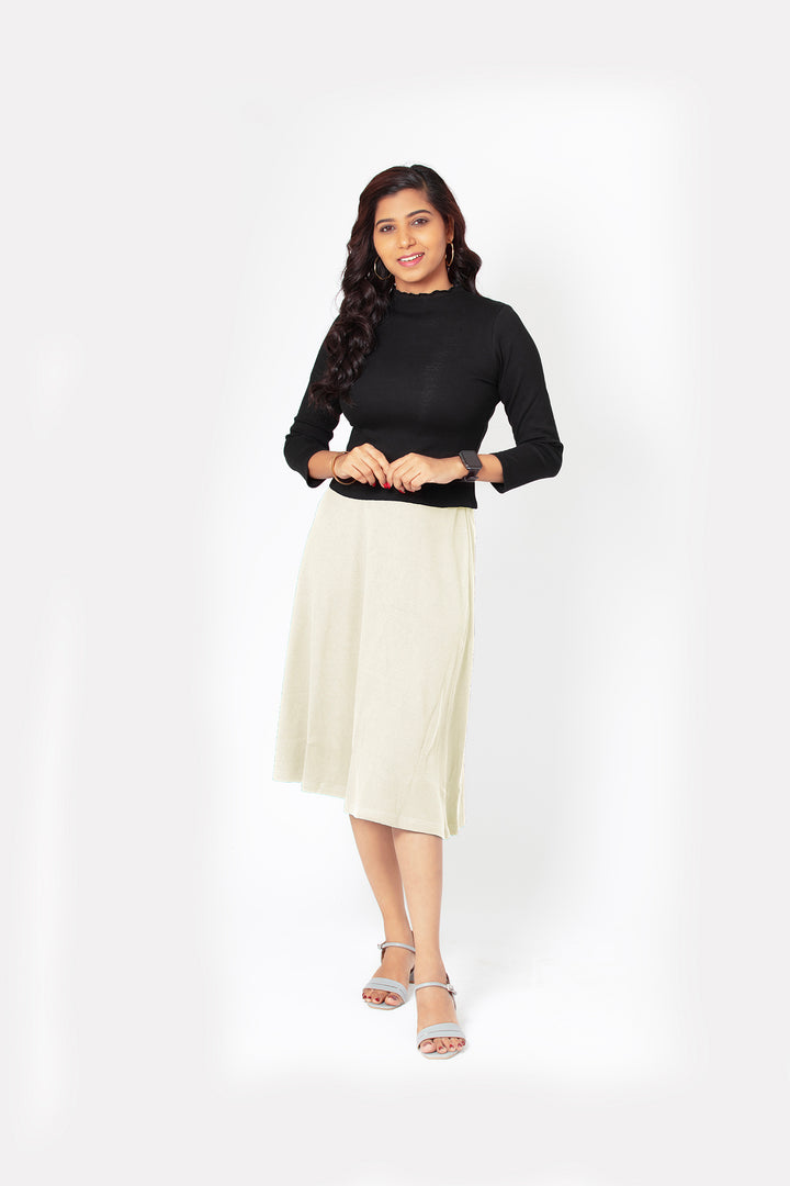 Comfortable and Versatile A-Line Skirts for Women - Cream