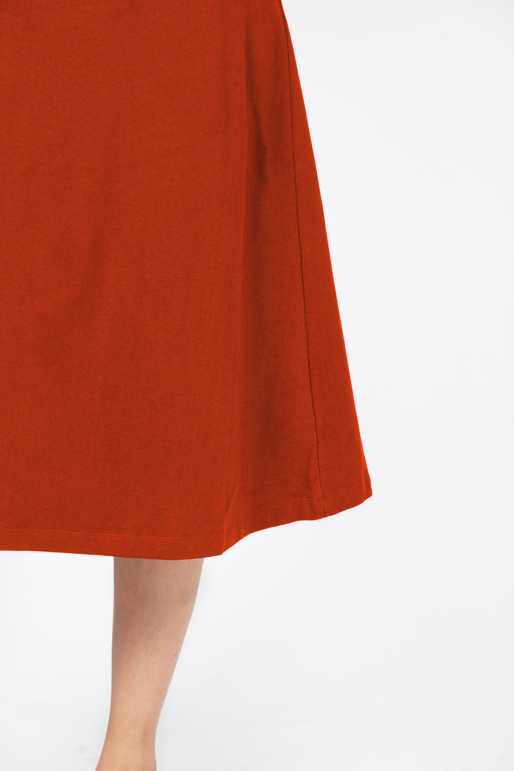 Flattering Sleeveless A-Line Dress for women - Rust