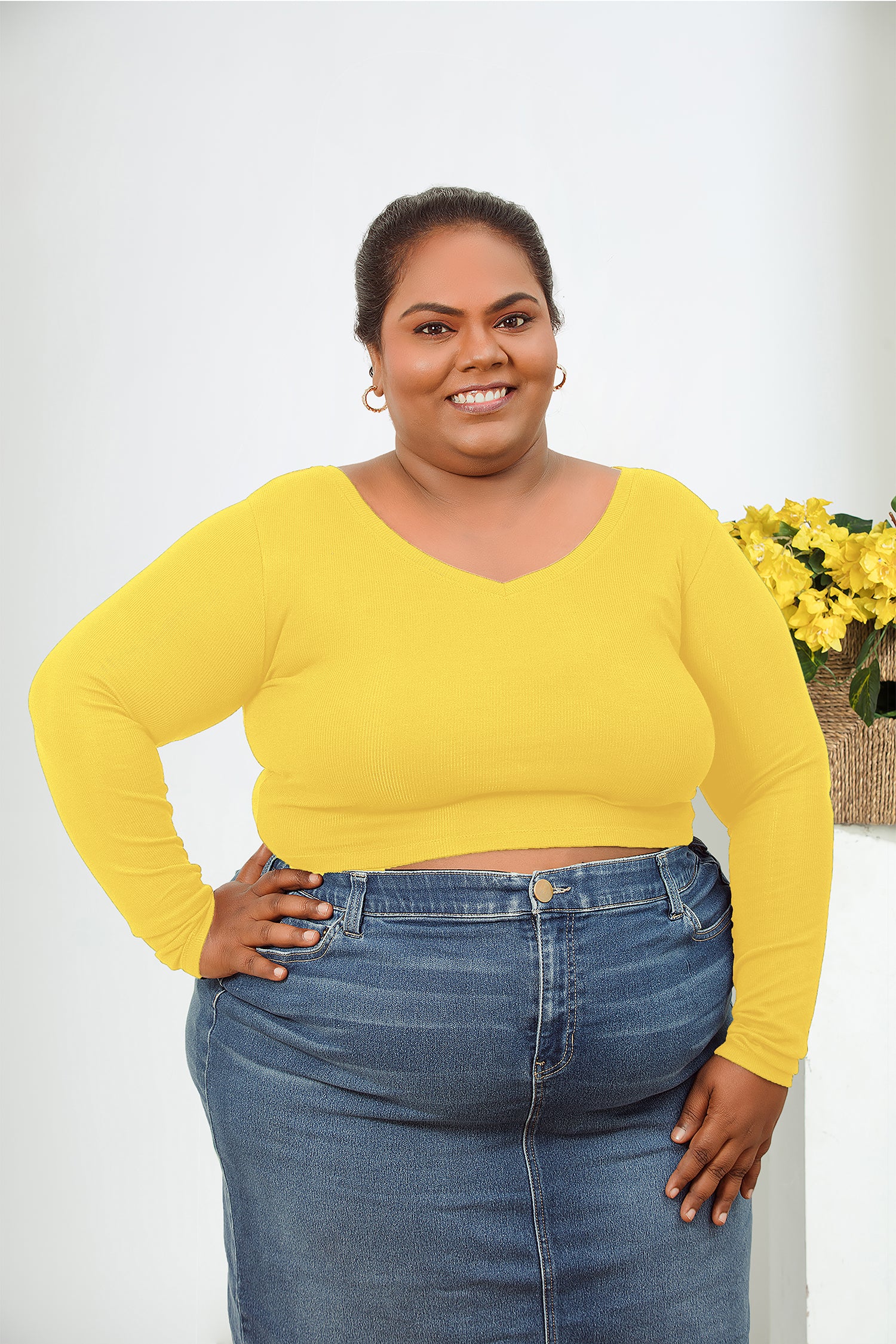 Plus size cheap yellow crop top