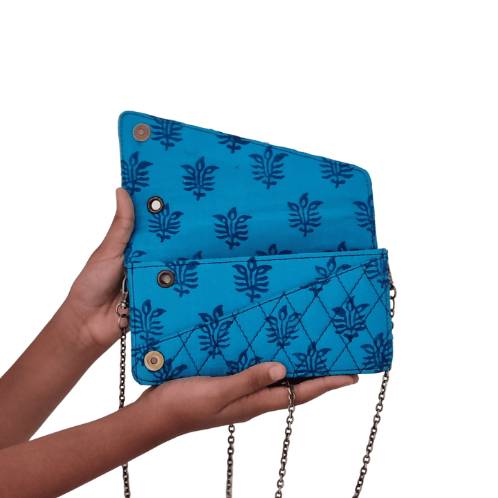 Blue Cotton Fabric clutches with Floral prints - Clutch