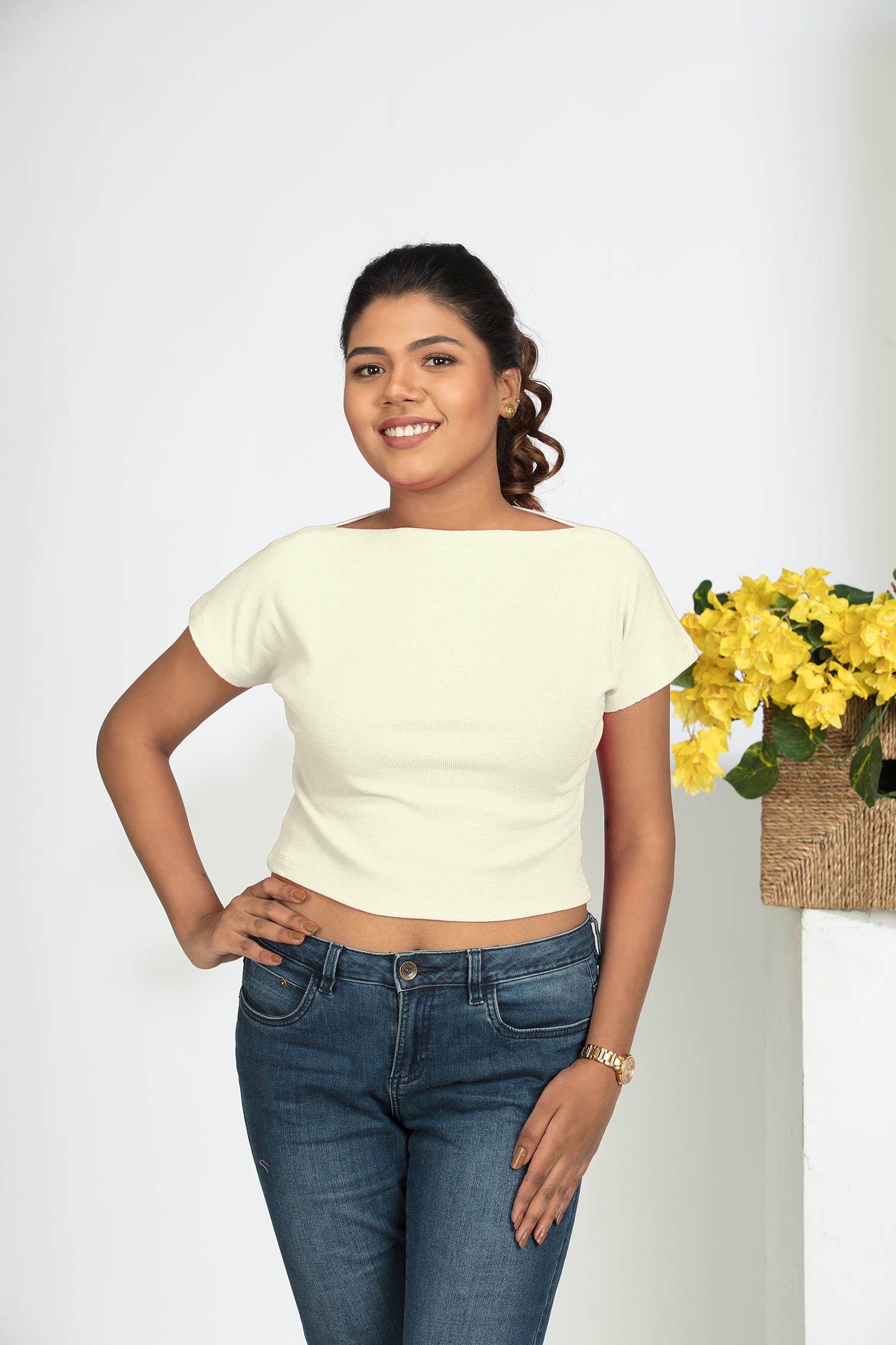 Crop Tops Boat neck & cap sleeves Habbada Fashions