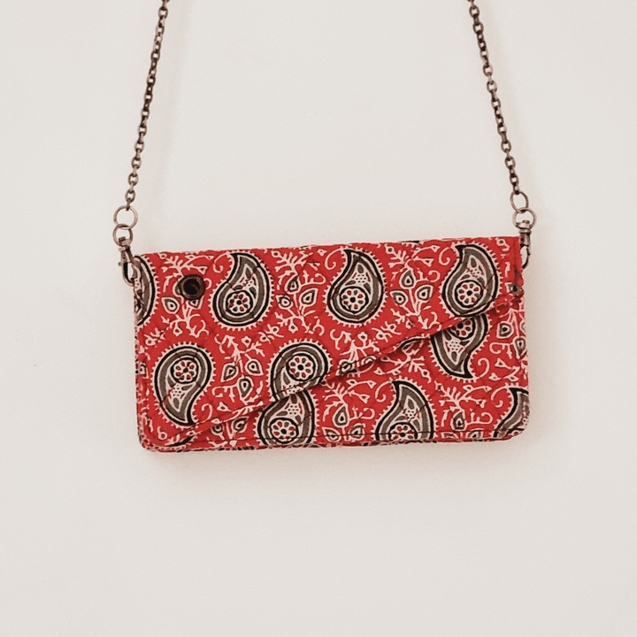 Paisley Hand Blocked Cotton Fabric clutch