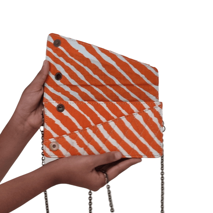 Striped Leheriya designed cotton Fabric Clutch