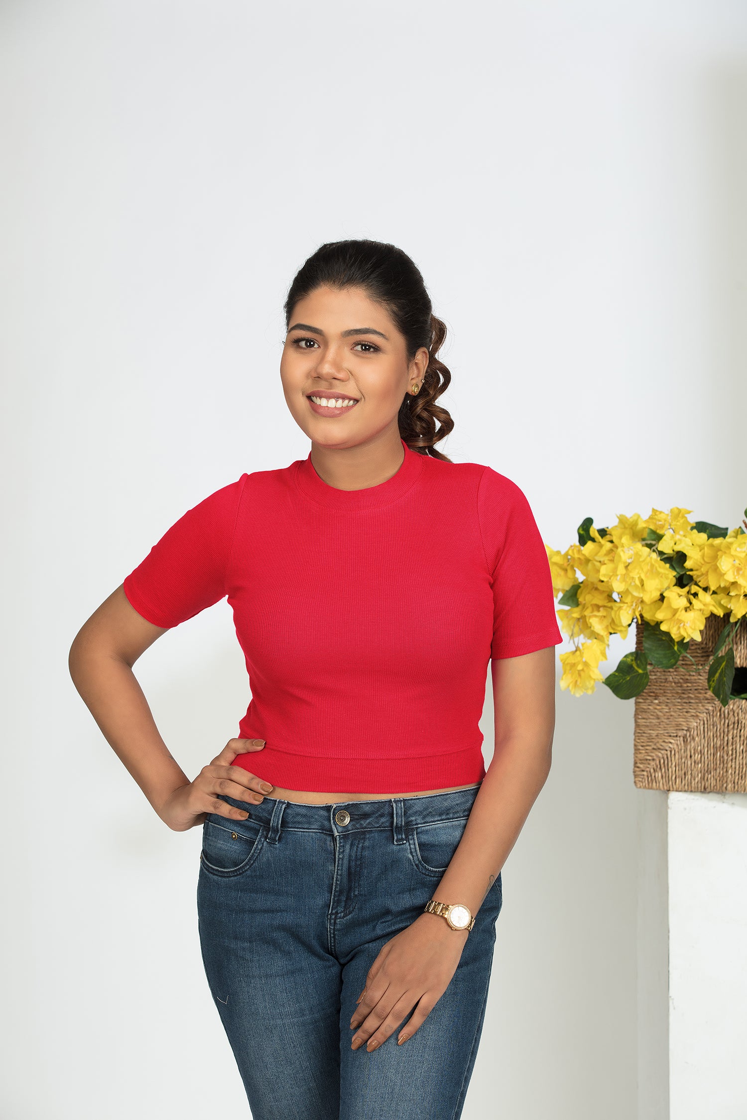 Crop Tops in Closed neck & Short sleeves