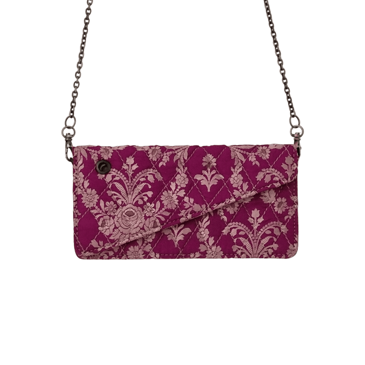 Floral Jacquard Woven textured fabric clutch