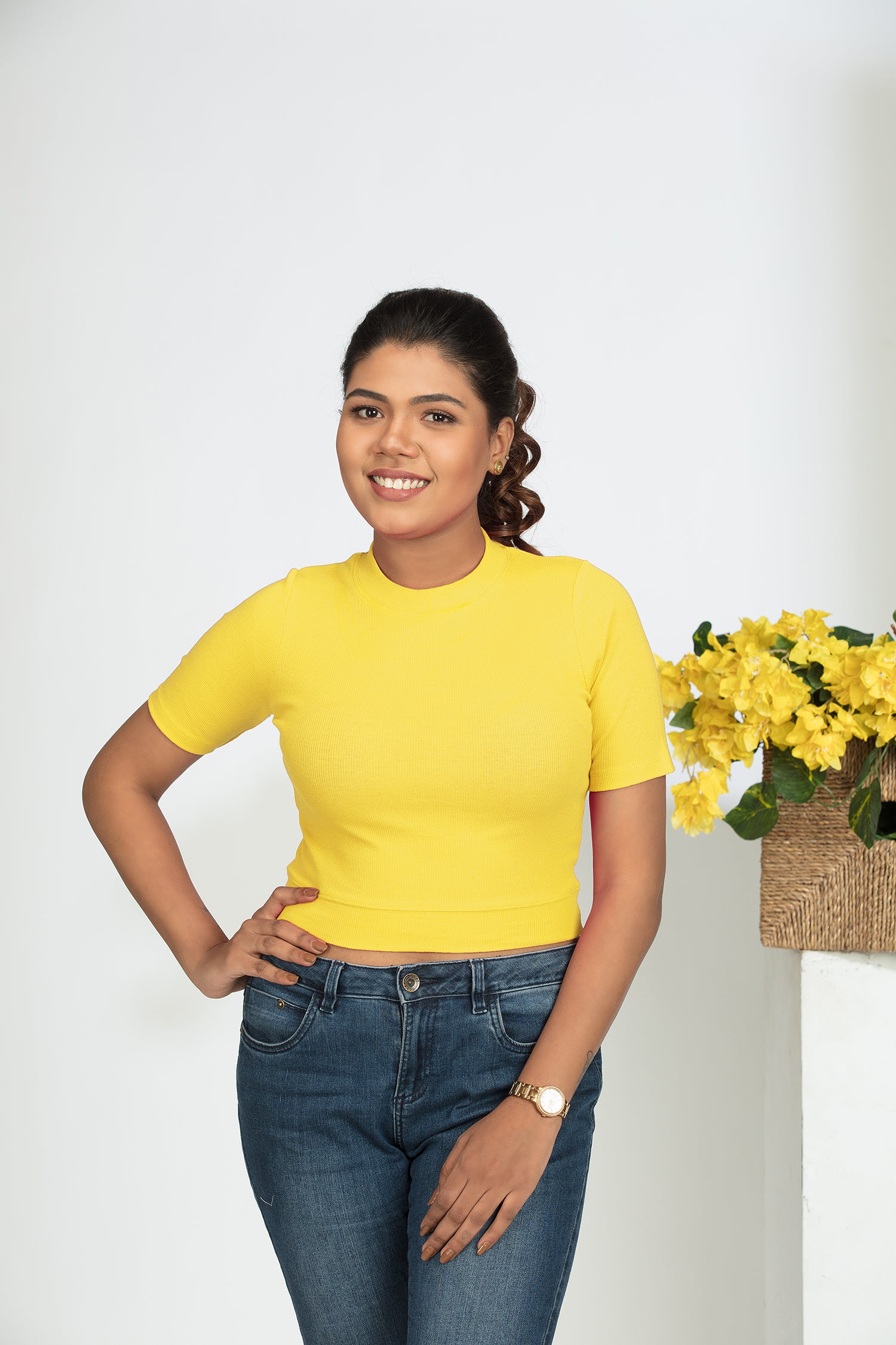 Crop Tops in Closed neck & Short sleeves
