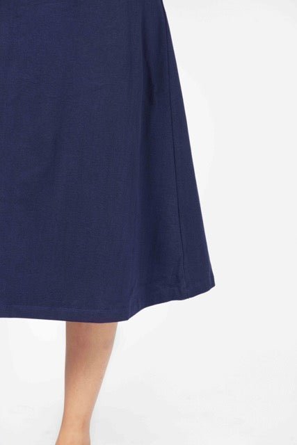 Flattering Sleeveless A-Line Dress for women - Navy Blue