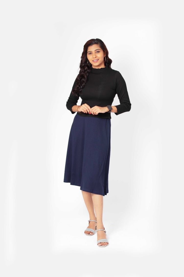Comfortable and Versatile A-Line Skirts for Women Navy Blue