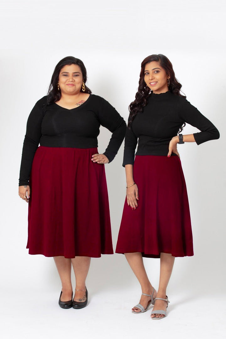 Comfortable and Versatile A-Line Skirts for Women - Maroon